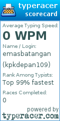 Scorecard for user kpkdepan109
