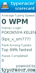 Scorecard for user kps_x_sm777