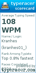 Scorecard for user kranhes01_