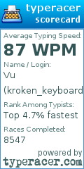 Scorecard for user kroken_keyboard