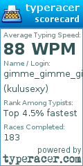 Scorecard for user kulusexy