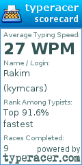 Scorecard for user kymcars