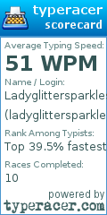 Scorecard for user ladyglittersparkles