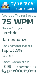 Scorecard for user lambdadriver