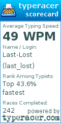 Scorecard for user last_lost