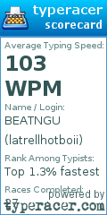 Scorecard for user latrellhotboii