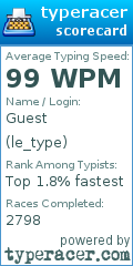 Scorecard for user le_type