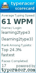 Scorecard for user learning2type3
