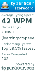Scorecard for user learningtotypeee