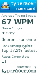 Scorecard for user lebronissunshine
