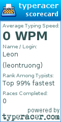 Scorecard for user leontruong