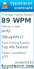 Scorecard for user lilbug4life1