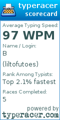 Scorecard for user liltofutoes