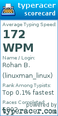 Scorecard for user linuxman_linux