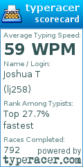 Scorecard for user lj258