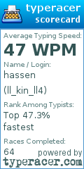 Scorecard for user ll_kin_ll4
