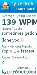 Scorecard for user lonelyboiii