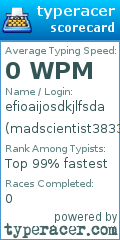 Scorecard for user madscientist3833