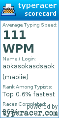 Scorecard for user maoiie