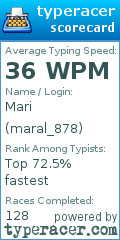 Scorecard for user maral_878