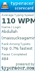 Scorecard for user massucksagaming