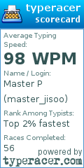 Scorecard for user master_jisoo