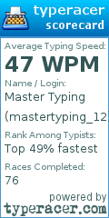 Scorecard for user mastertyping_12
