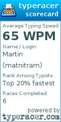 Scorecard for user matnitram