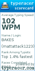 Scorecard for user mattattack1223