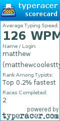Scorecard for user matthewcoolesttyper