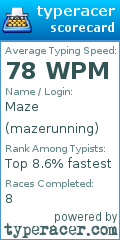 Scorecard for user mazerunning