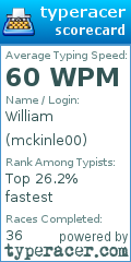 Scorecard for user mckinle00