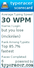 Scorecard for user mckinlen