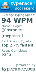 Scorecard for user mcpotato
