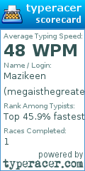 Scorecard for user megaisthegreatest