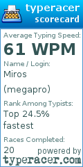 Scorecard for user megapro