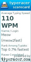 Scorecard for user meow2fast