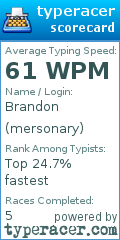 Scorecard for user mersonary
