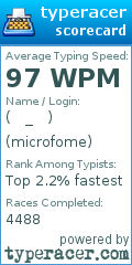 Scorecard for user microfome
