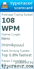Scorecard for user mimikyuuu