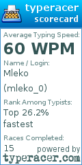 Scorecard for user mleko_0