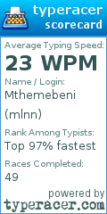 Scorecard for user mlnn