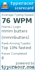 Scorecard for user mmmbutters