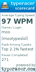 Scorecard for user mootypeslol