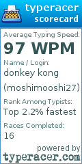 Scorecard for user moshimooshi27