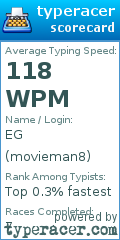 Scorecard for user movieman8