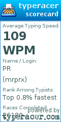 Scorecard for user mrprx