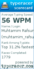 Scorecard for user muhtamim_rafsun