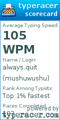 Scorecard for user mushuwushu