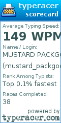 Scorecard for user mustard_packgod